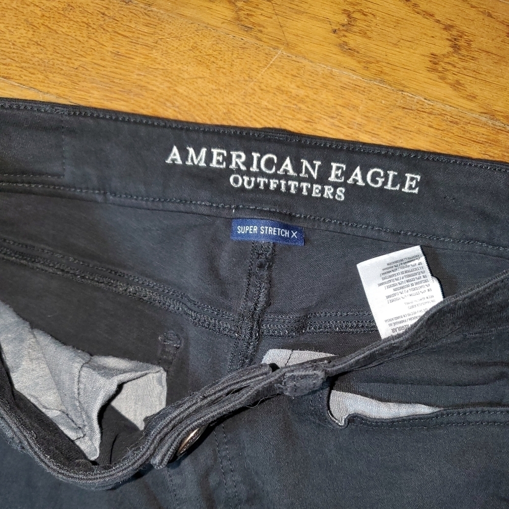 American Eagle Outfitters Black Skinny Jeans with Distressing - Picture 2 of 12